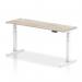 Air 1800 x 600mm Height Adjustable Office Desk Grey Oak Top Cable Ports White Leg HA01184