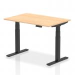 Air 1200 x 800mm Height Adjustable Office Desk Maple Top Black Leg HA01197