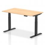 Air 1400 x 800mm Height Adjustable Office Desk Maple Top Black Leg HA01198