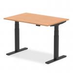 Air 1200 x 800mm Height Adjustable Office Desk Oak Top Black Leg HA01201