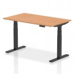 Air 1400 x 800mm Height Adjustable Office Desk Oak Top Black Leg HA01202