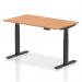 Air 1400 x 800mm Height Adjustable Office Desk Oak Top Black Leg HA01202