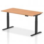 Air 1600 x 800mm Height Adjustable Office Desk Oak Top Black Leg HA01203