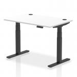 Air 1200 x 800mm Height Adjustable Office Desk White Top Cable Ports Black Leg HA01213