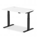 Air 1200 x 800mm Height Adjustable Desk White Top Cable Ports Black Leg