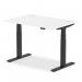 Air 1200 x 800mm Height Adjustable Desk White Top Cable Ports Black Leg HA01213
