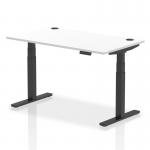 Air 1400 x 800mm Height Adjustable Office Desk White Top Cable Ports Black Leg HA01214