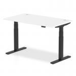 Air 1400 x 800mm Height Adjustable Office Desk White Top Cable Ports Black Leg HA01214
