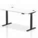 Air 1600 x 800mm Height Adjustable Office Desk White Top Cable Ports Black Leg HA01215