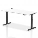 Air 1800 x 800mm Height Adjustable Office Desk White Top Cable Ports Black Leg HA01216