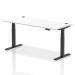 Air 1800 x 800mm Height Adjustable Office Desk White Top Cable Ports Black Leg HA01216