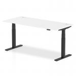 Air 1800 x 800mm Height Adjustable Office Desk White Top Cable Ports Black Leg HA01216