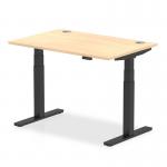 Air 1200 x 800mm Height Adjustable Desk Maple Top Cable Ports Black Leg