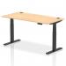 Air 1600 x 800mm Height Adjustable Office Desk Maple Top Cable Ports Black Leg HA01219