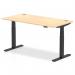Air 1600 x 800mm Height Adjustable Desk Maple Top Cable Ports Black Leg HA01219