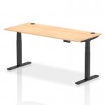 Air 1800 x 800mm Height Adjustable Office Desk Maple Top Cable Ports Black Leg HA01220