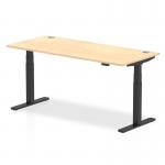Air 1800 x 800mm Height Adjustable Office Desk Maple Top Cable Ports Black Leg HA01220