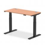 Air 1200 x 600mm Height Adjustable Office Desk Beech Top Cable Ports Black Leg HA01225