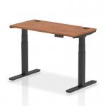 Air 1200 x 600mm Height Adjustable Office Desk Walnut Top Cable Ports Black Leg HA01229