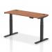 Air 1400 x 600mm Height Adjustable Office Desk Walnut Top Cable Ports Black Leg HA01230