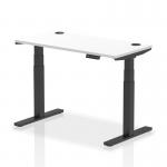 Air 1200 x 600mm Height Adjustable Office Desk White Top Cable Ports Black Leg HA01233