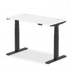 Air 1200 x 600mm Height Adjustable Office Desk White Top Cable Ports Black Leg HA01233