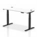 Air 1400 x 600mm Height Adjustable Office Desk White Top Cable Ports Black Leg HA01234