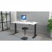 Air 1600 x 600mm Height Adjustable Desk White Top Cable Ports Black Leg HA01235