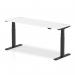Air 1800 x 600mm Height Adjustable Desk White Top Cable Ports Black Leg HA01236