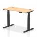 Air 1200 x 600mm Height Adjustable Office Desk Maple Top Cable Ports Black Leg HA01237