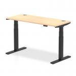Air 1400 x 600mm Height Adjustable Desk Maple Top Cable Ports Black Leg