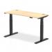 Air 1400 x 600mm Height Adjustable Desk Maple Top Cable Ports Black Leg HA01238