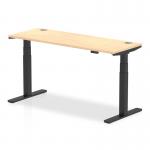 Air 1600 x 600mm Height Adjustable Desk Maple Top Cable Ports Black Leg