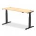 Air 1600 x 600mm Height Adjustable Desk Maple Top Cable Ports Black Leg HA01239