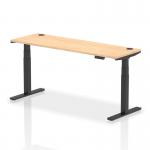 Air 1800 x 600mm Height Adjustable Office Desk Maple Top Cable Ports Black Leg HA01240