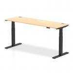Air 1800 x 600mm Height Adjustable Office Desk Maple Top Cable Ports Black Leg HA01240