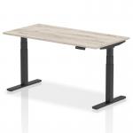 Air 1600 x 800mm Height Adjustable Office Desk Grey Oak Top Black Leg HA01247