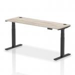 Air 1800 x 600mm Height Adjustable Office Desk Grey Oak Top Cable Ports Black Leg HA01256