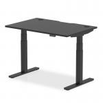 Air Black Series 1200 x 800mm Height Adjustable Desk Black Top with Cable Ports Black Leg