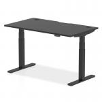 Air Black Series 1400 x 800mm Height Adjustable Office Desk Black Top with Cable Ports Black Leg HA01258