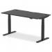 Air Black Series 1600 x 800mm Height Adjustable Desk Black Top with Cable Ports Black Leg HA01259