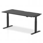 Air Black Series 1800 x 800mm Height Adjustable Desk Black Top with Cable Ports Black Leg