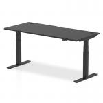 Air Black Series 1800 x 800mm Height Adjustable Office Desk Black Top with Cable Ports Black Leg HA01260