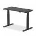 Air Black Series 1200 x 600mm Height Adjustable Desk Black Top with Cable Ports Black Leg HA01261