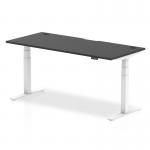 Air Black Series 1800 x 800mm Height Adjustable Office Desk Black Top with Cable Ports White Leg HA01268