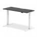 Air Black Series 1400 x 600mm Height Adjustable Desk Black Top with Cable Ports White Leg HA01270