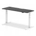 Air Black Series 1600 x 600mm Height Adjustable Desk Black Top with Cable Ports White Leg HA01271