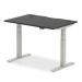 Air Black Series 1200 x 800mm Height Adjustable Desk Black Top with Cable Ports Silver Leg HA01273