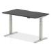 Air Black Series 1400 x 800mm Height Adjustable Desk Black Top with Cable Ports Silver Leg HA01274