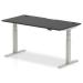 Air Black Series 1600 x 800mm Height Adjustable Desk Black Top with Cable Ports Silver Leg HA01275